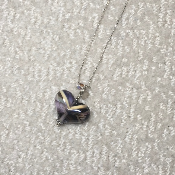 Handmade Blown Glass Heart Necklace - Picture 1 of 4